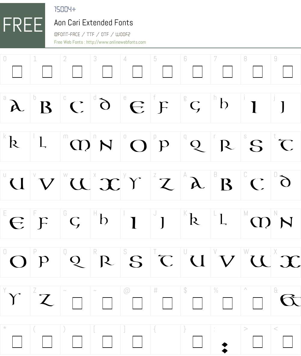 Aon Cari Font Screenshots