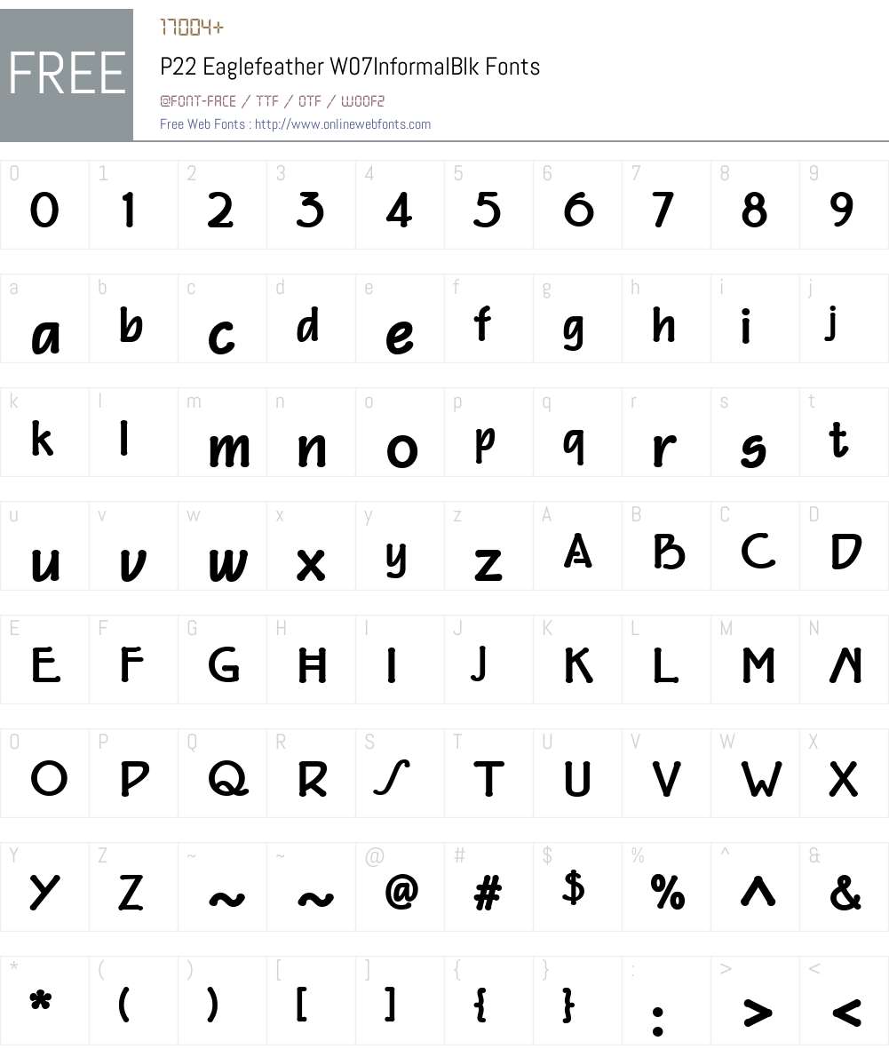 P22EaglefeatherW07-InformalBlk Font Screenshots