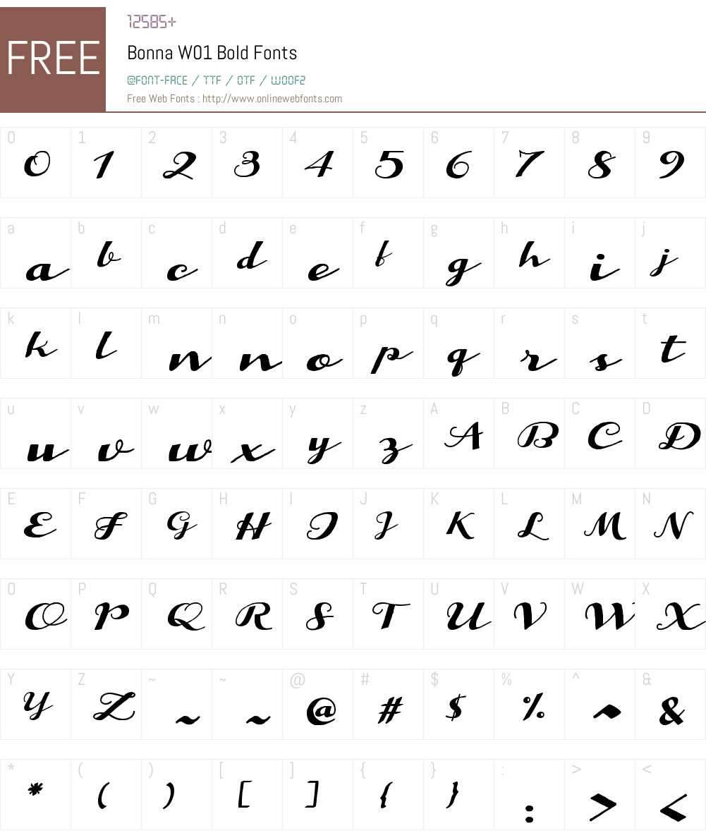 BonnaW01-Bold Font Screenshots