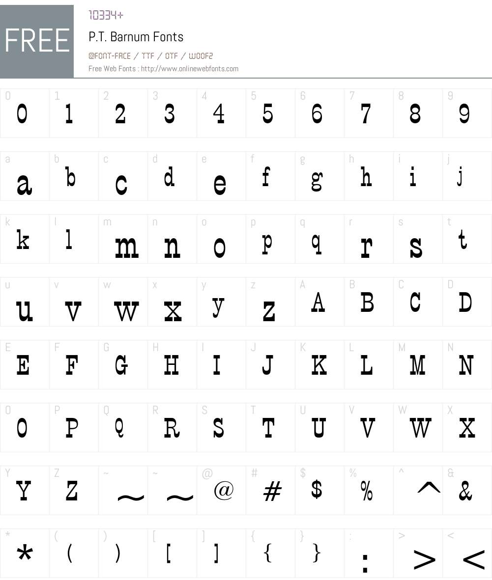 P.T. Barnum Font Screenshots
