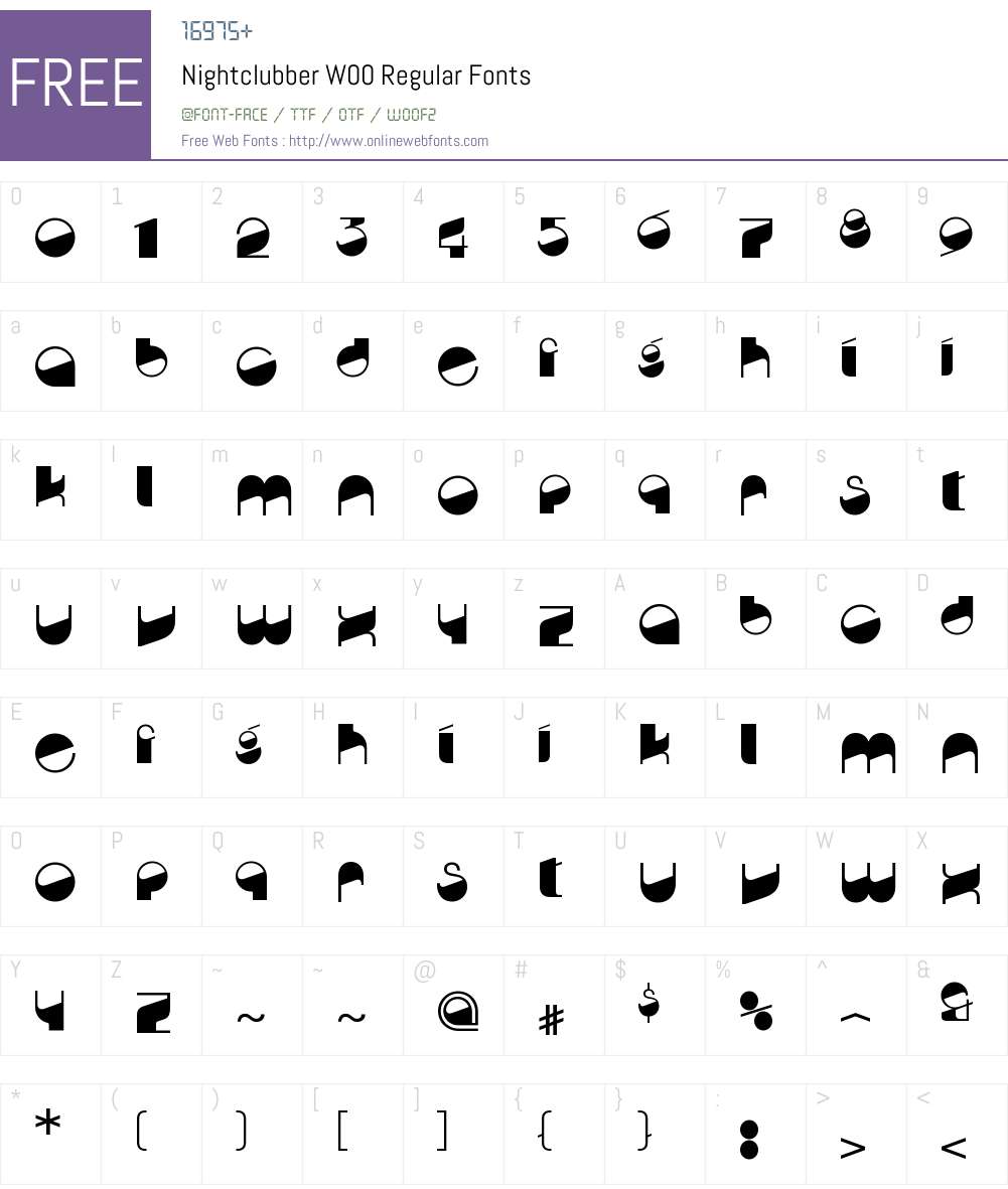 NightclubberW00-Regular Font Screenshots