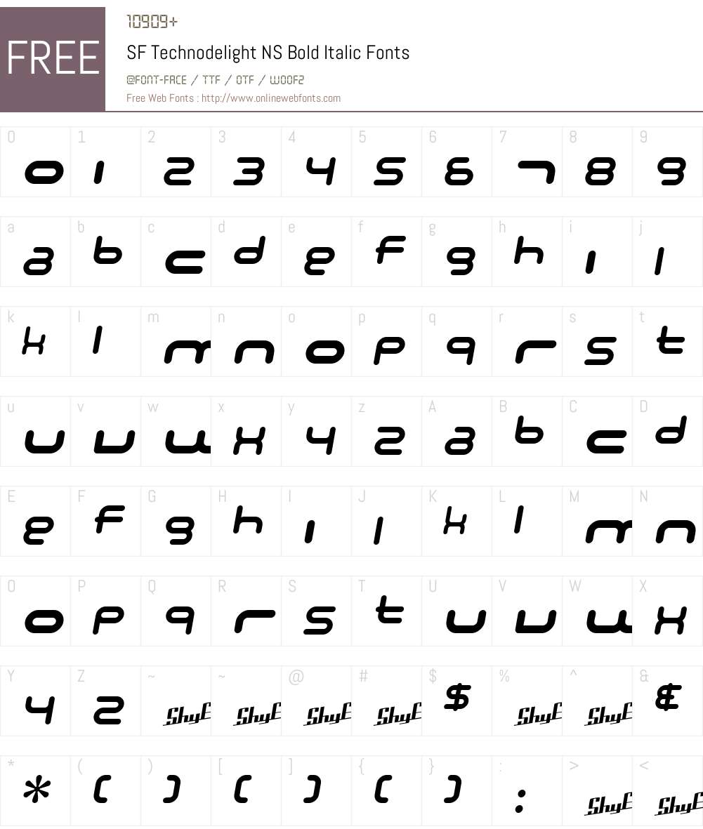 SF Technodelight NS Font Screenshots