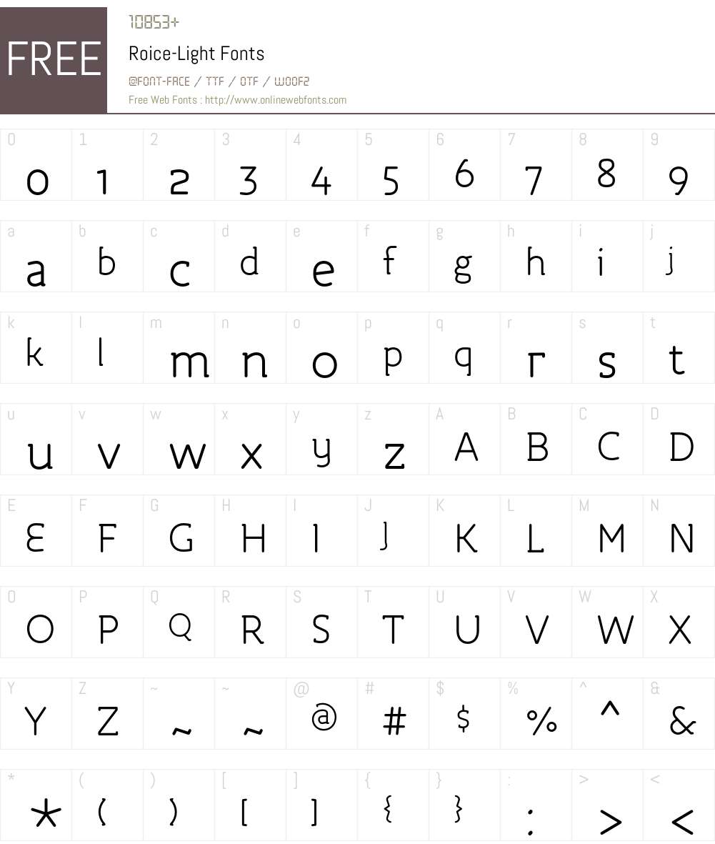Roice-Light Font Screenshots
