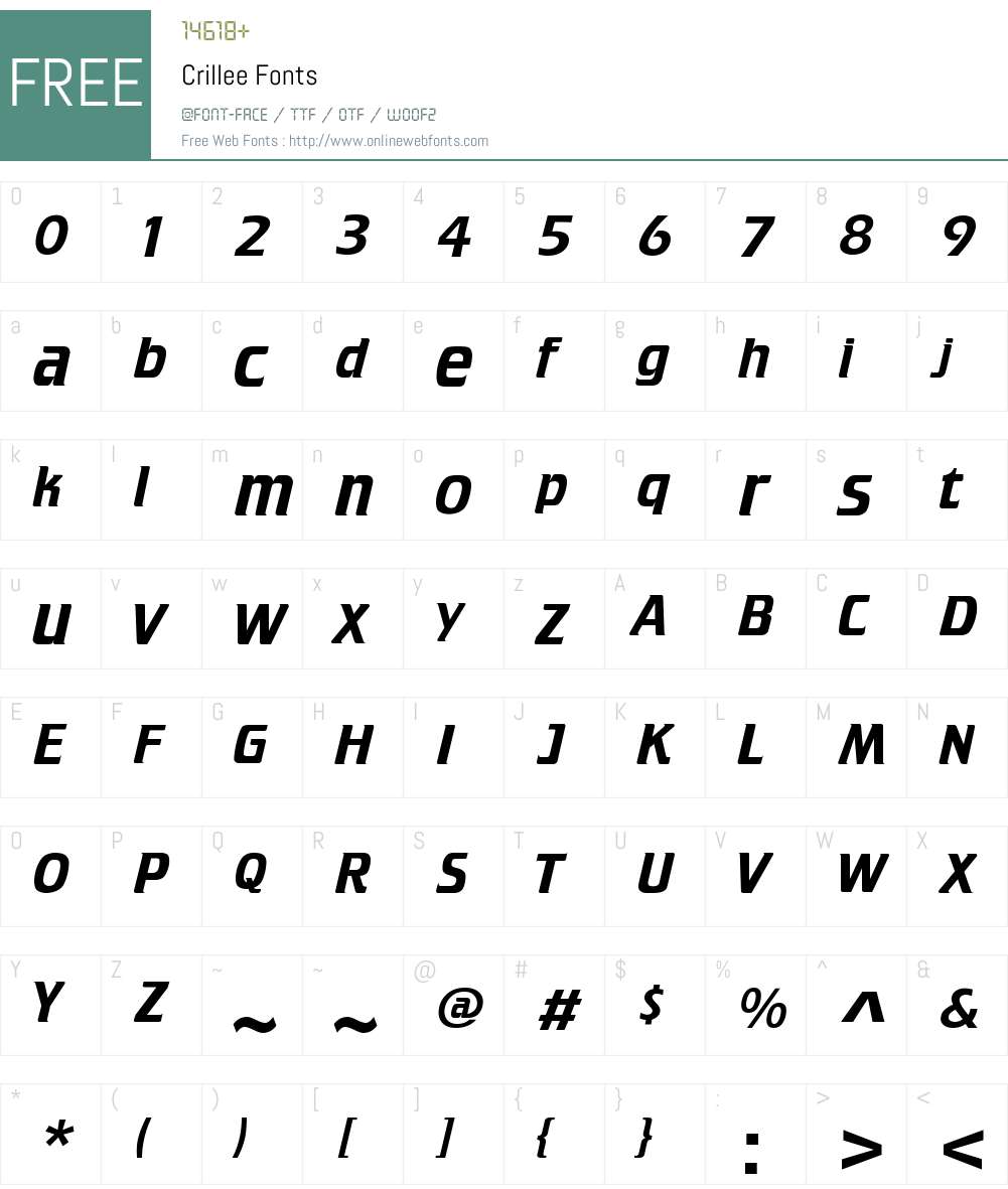 Crillee Font Screenshots