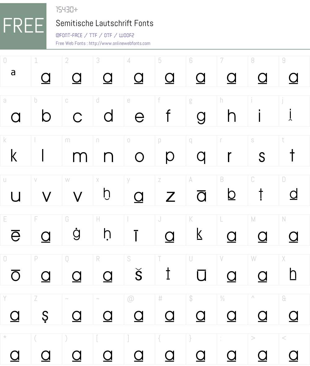 Semitische Lautschrift Font Screenshots