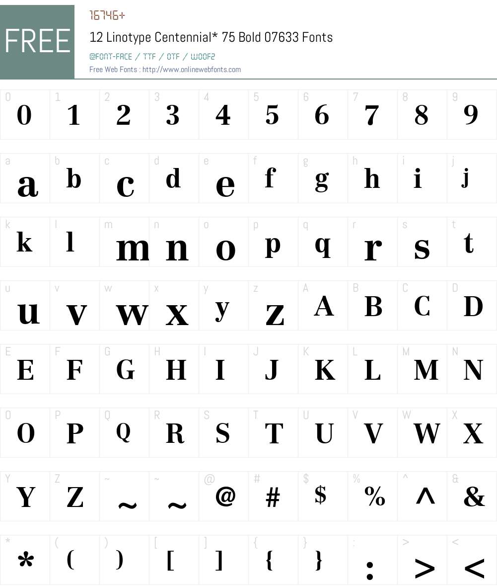 Centennial Font Screenshots