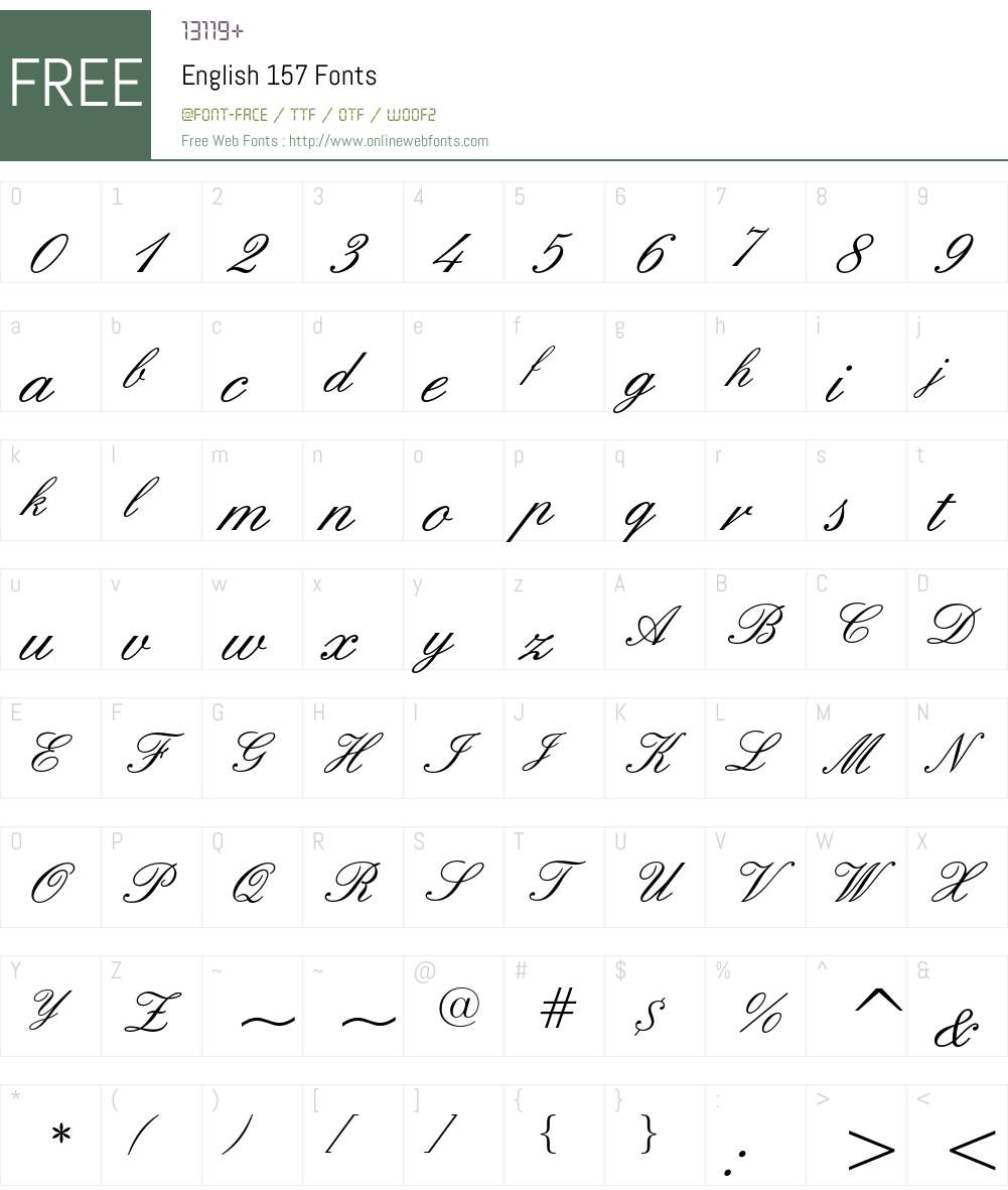 English 157 Font Screenshots