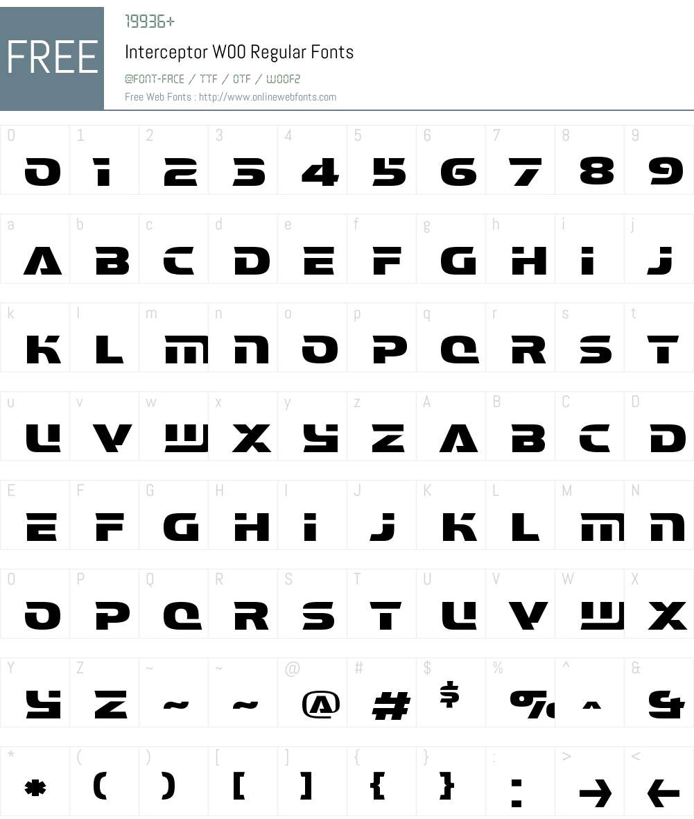 InterceptorW00-Regular Font Screenshots