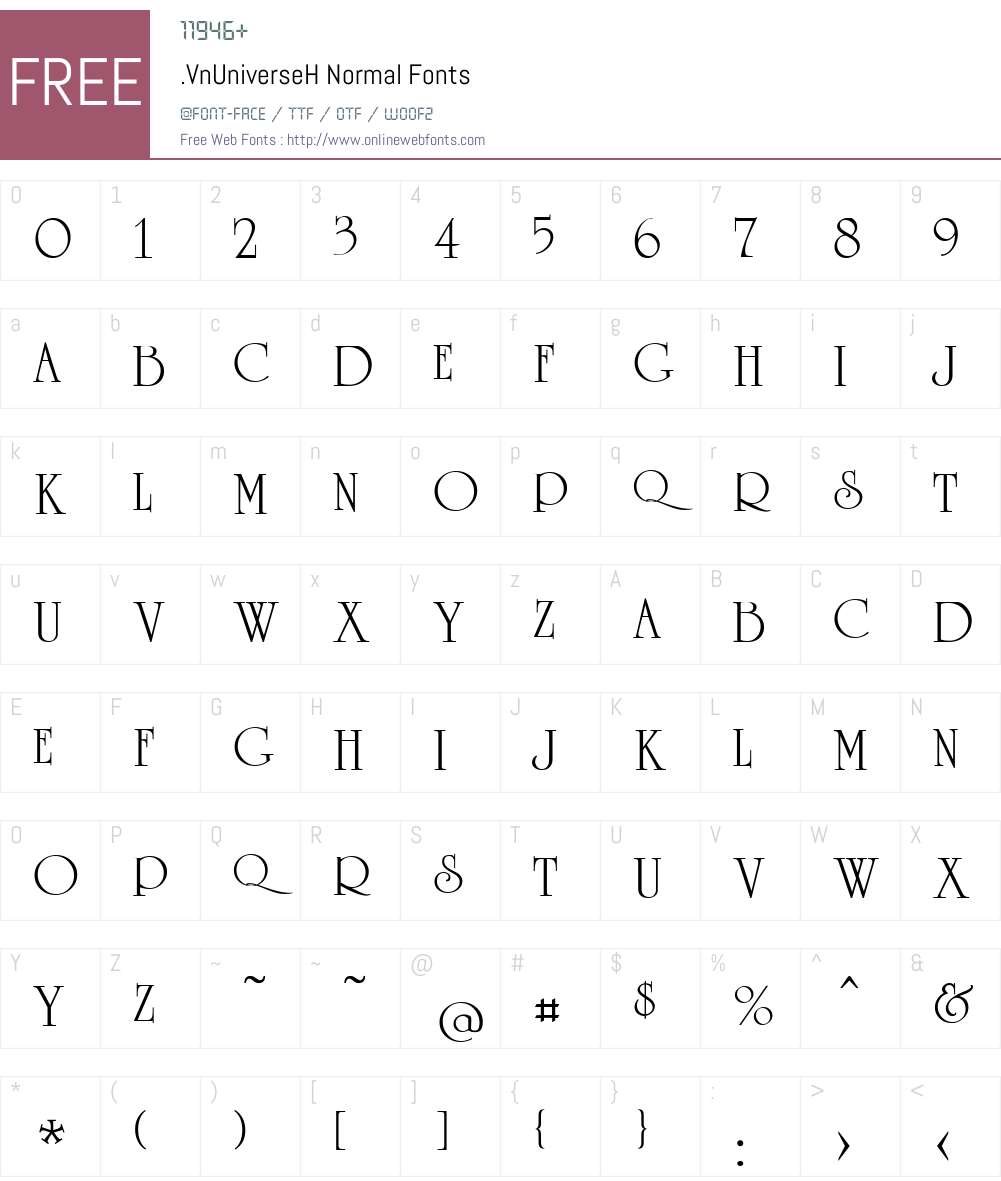 .VnUniverseH Font Screenshots