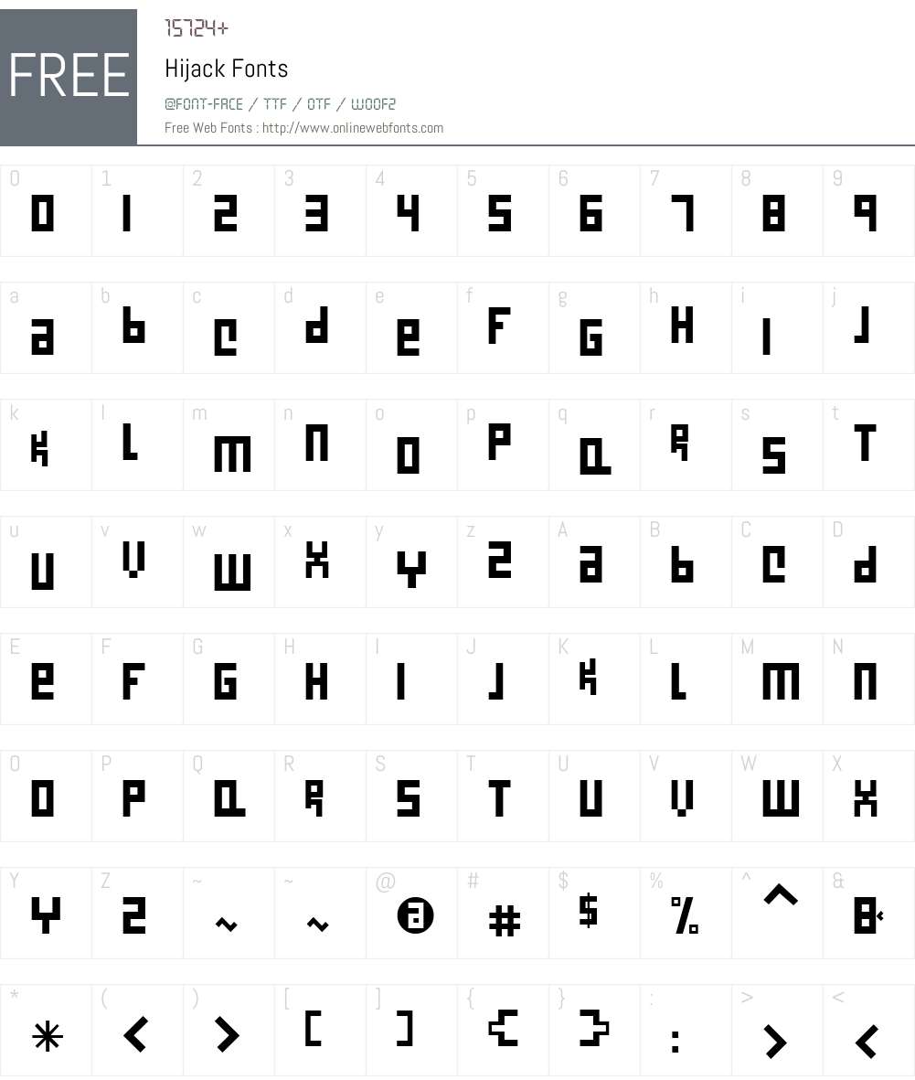 HijackW01-Reg Font Screenshots