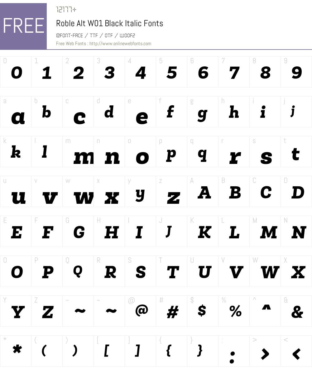 RobleAltW01-BlackItalic Font Screenshots