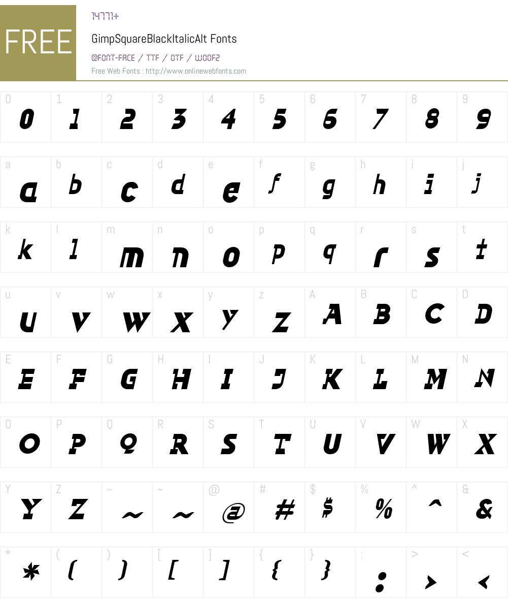 GimpW00-SquareBlackItAlt Font Screenshots