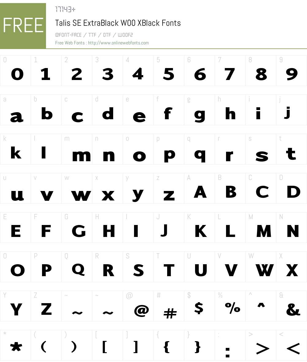 TalisSEExtraBlackW00-XBlack Font Screenshots