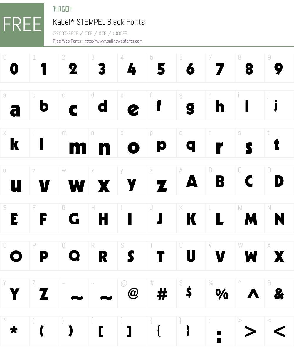Kabel BQ Font Screenshots