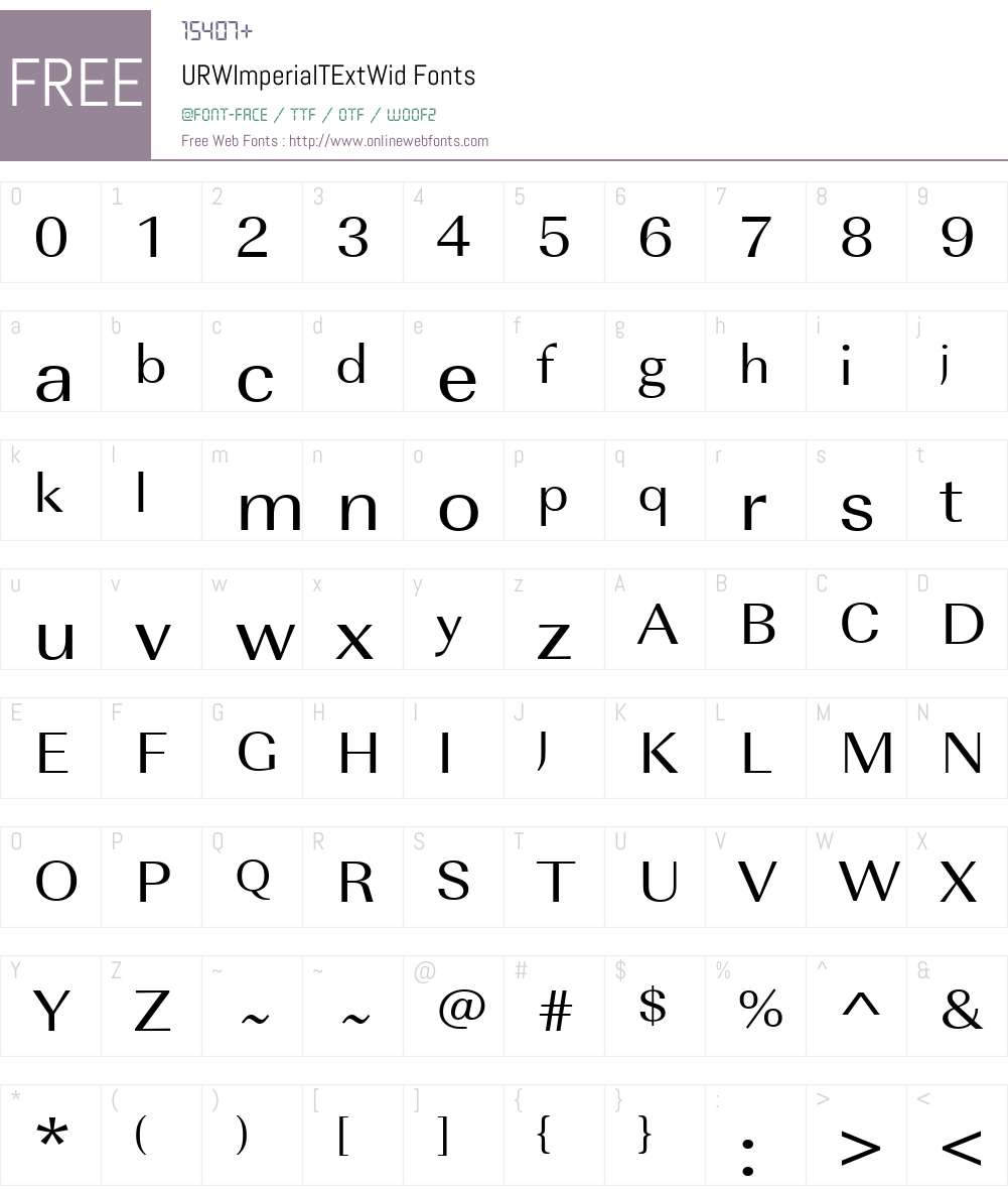 URWImperialTExtWid Font Screenshots
