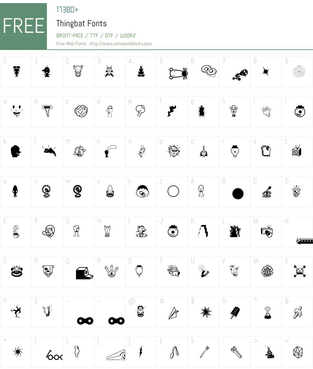 Thingbat Font Screenshots