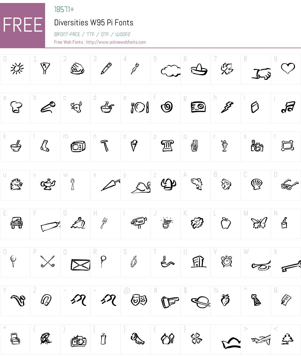 DiversitiesW95-Pi Font Screenshots
