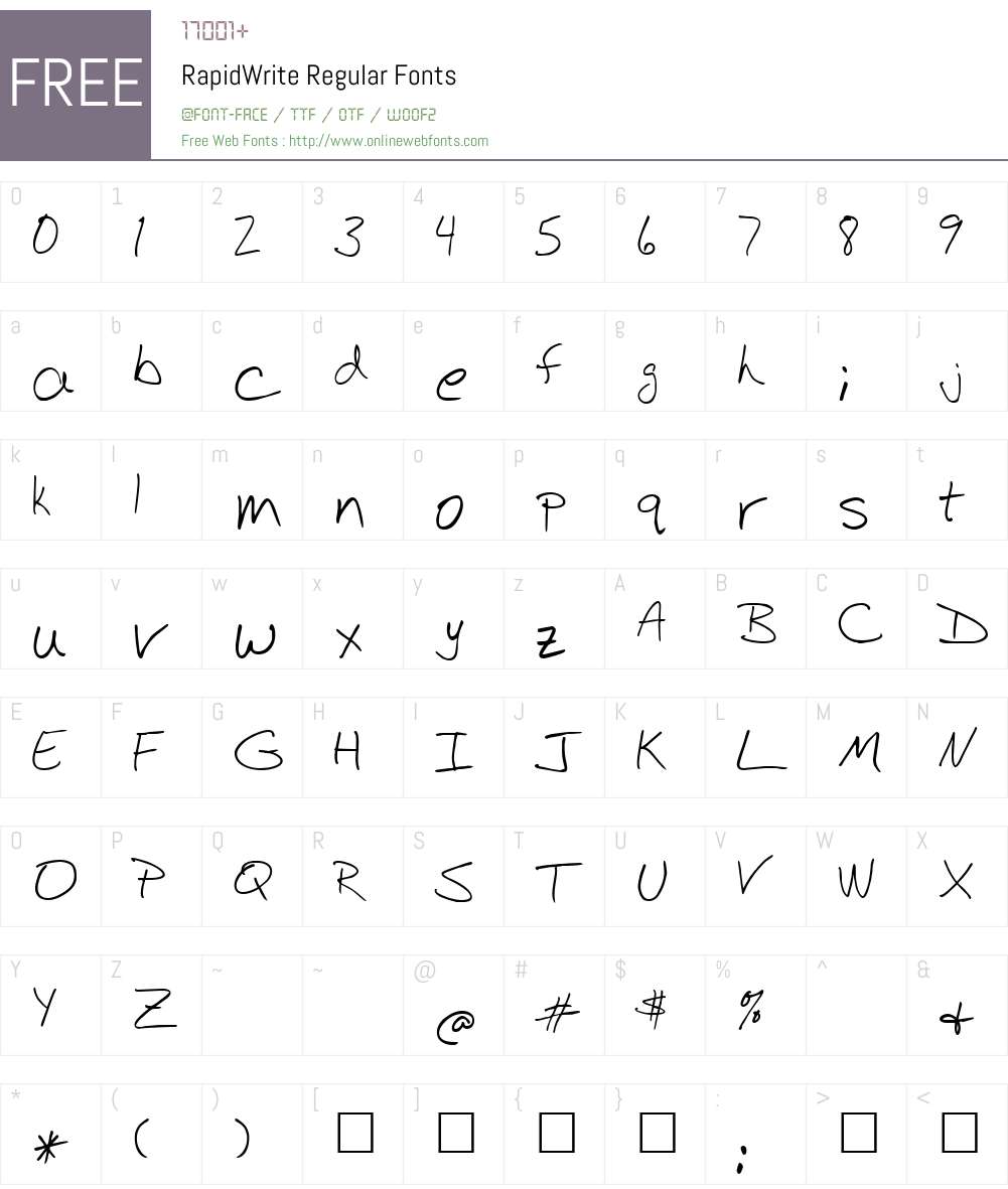 RapidWrite Font Screenshots