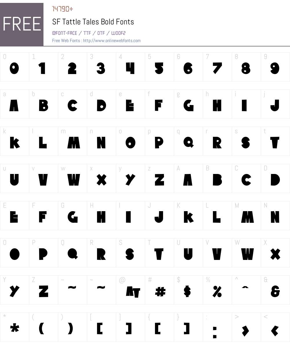 SF Tattle Tales Font Screenshots