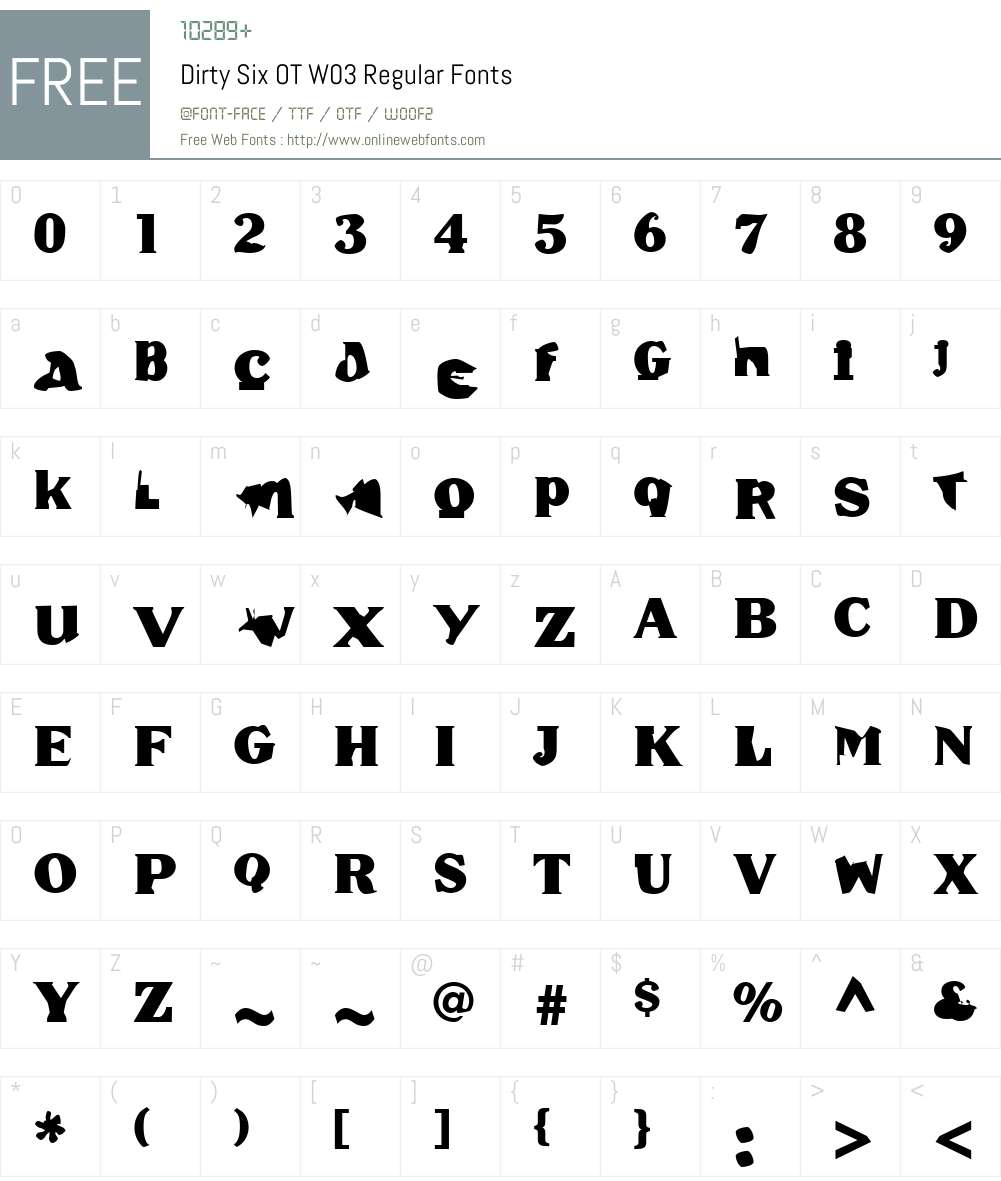 FF Dirty Six Font Screenshots
