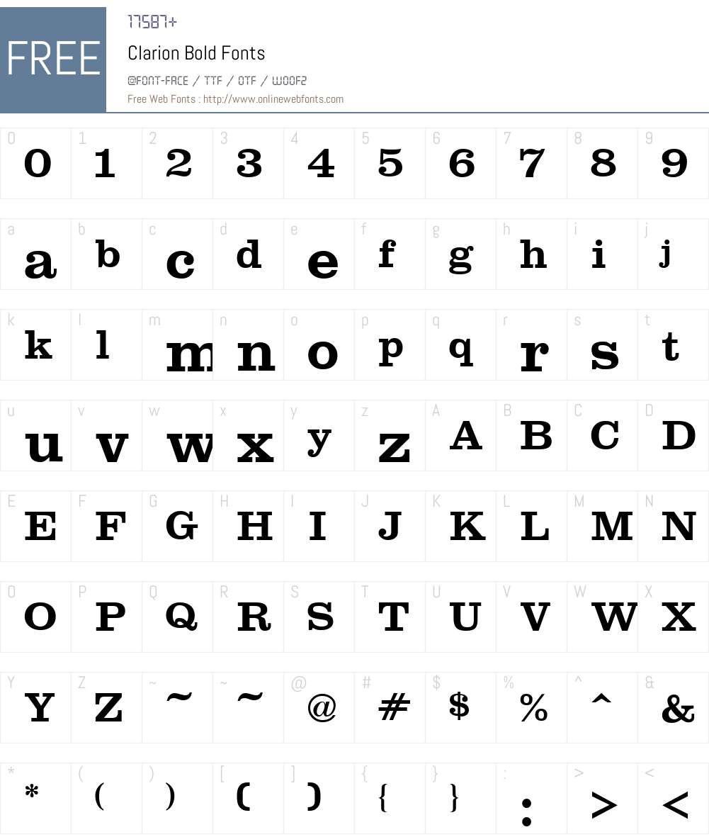 Clarion Font Screenshots