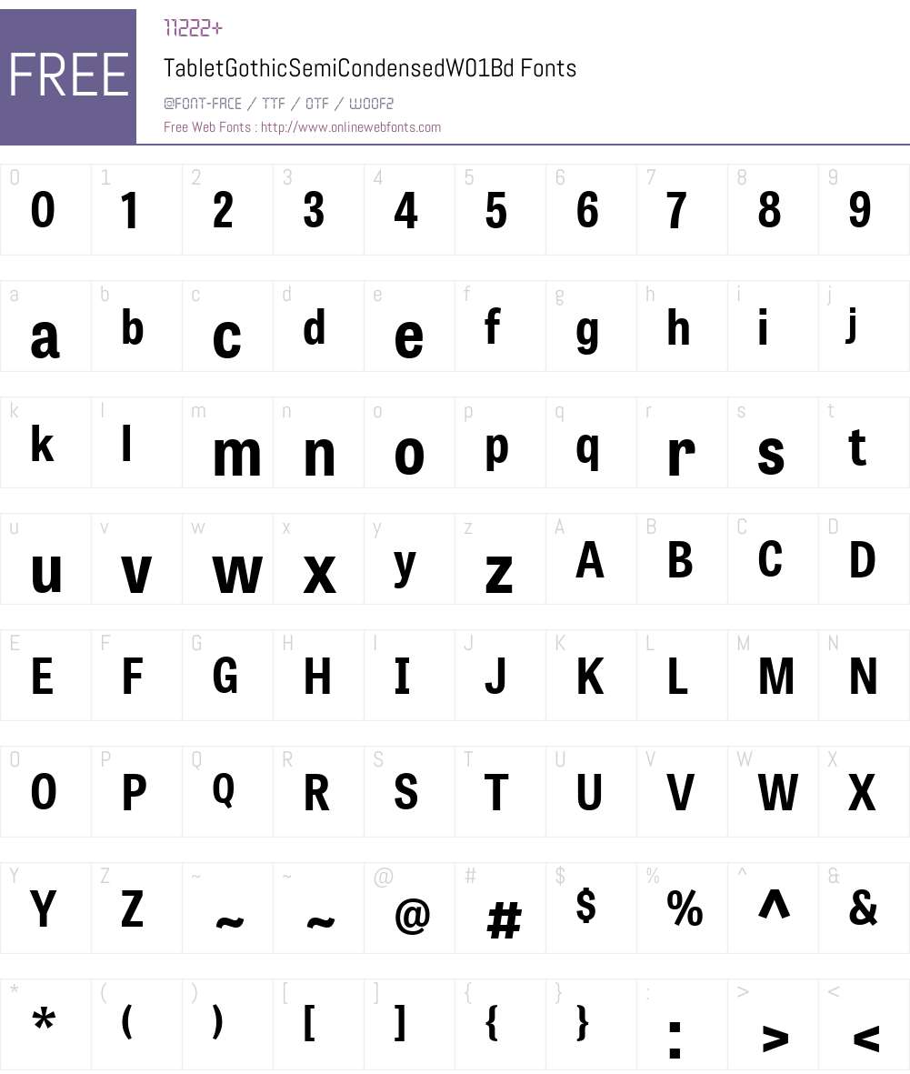 TabletGothicSemiCondensedW01-Bd Font Screenshots