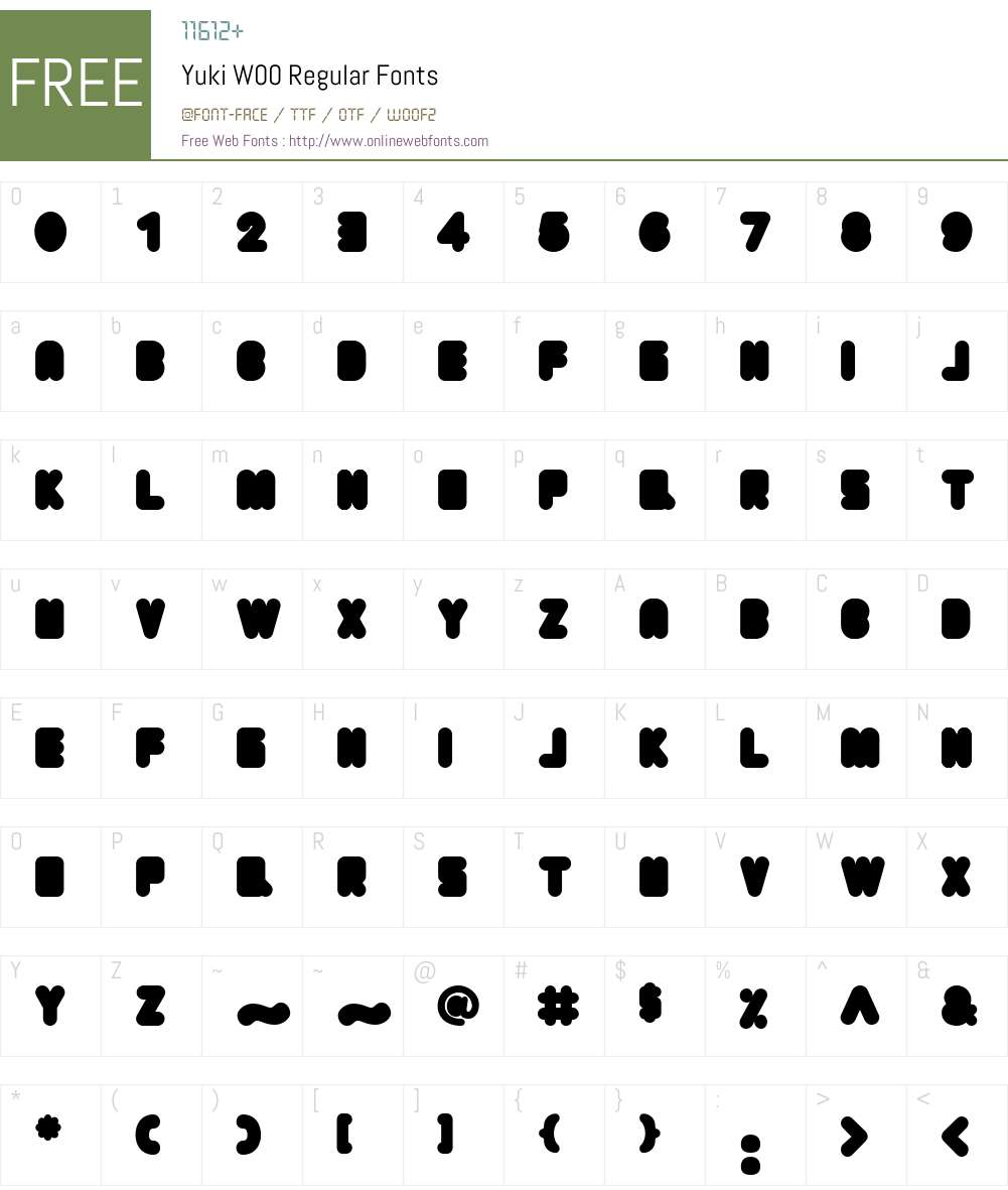 YukiW00-Regular Font Screenshots