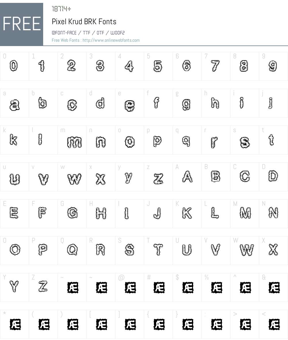 Pixel Krud BRK Font Screenshots