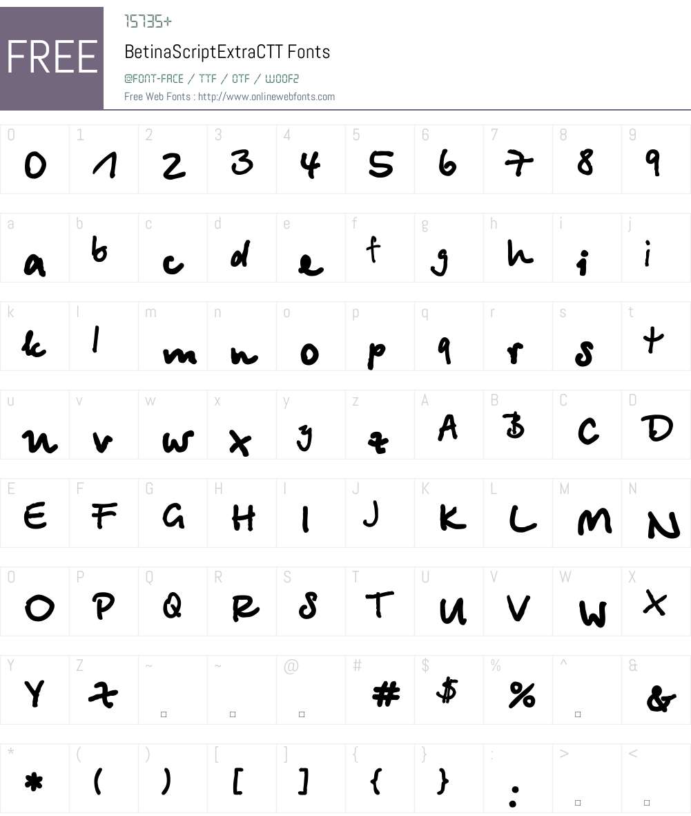 BetinaScriptExtraCTT Font Screenshots