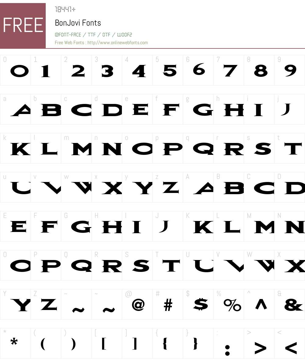 BonJovi Font Screenshots