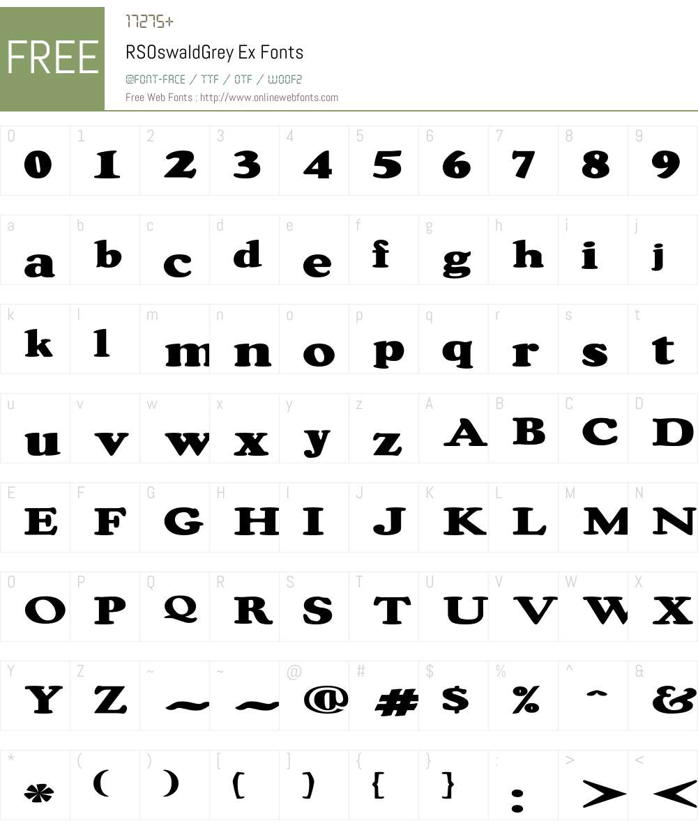 RSOswaldGrey Ex Font Screenshots