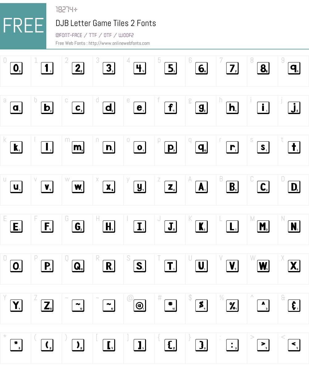 DJB Letter Game Tiles 2 Font Screenshots