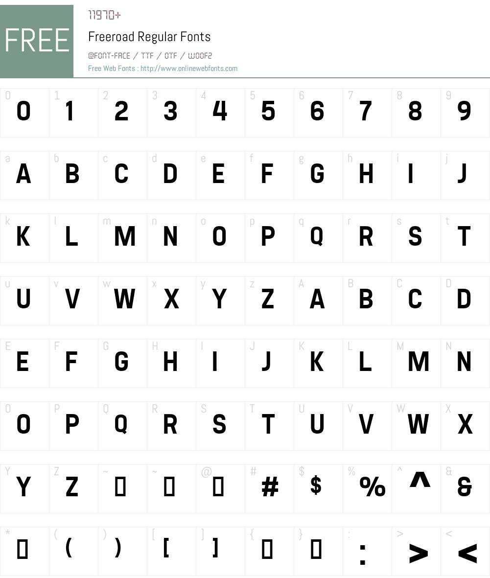 Freeroad Font Screenshots