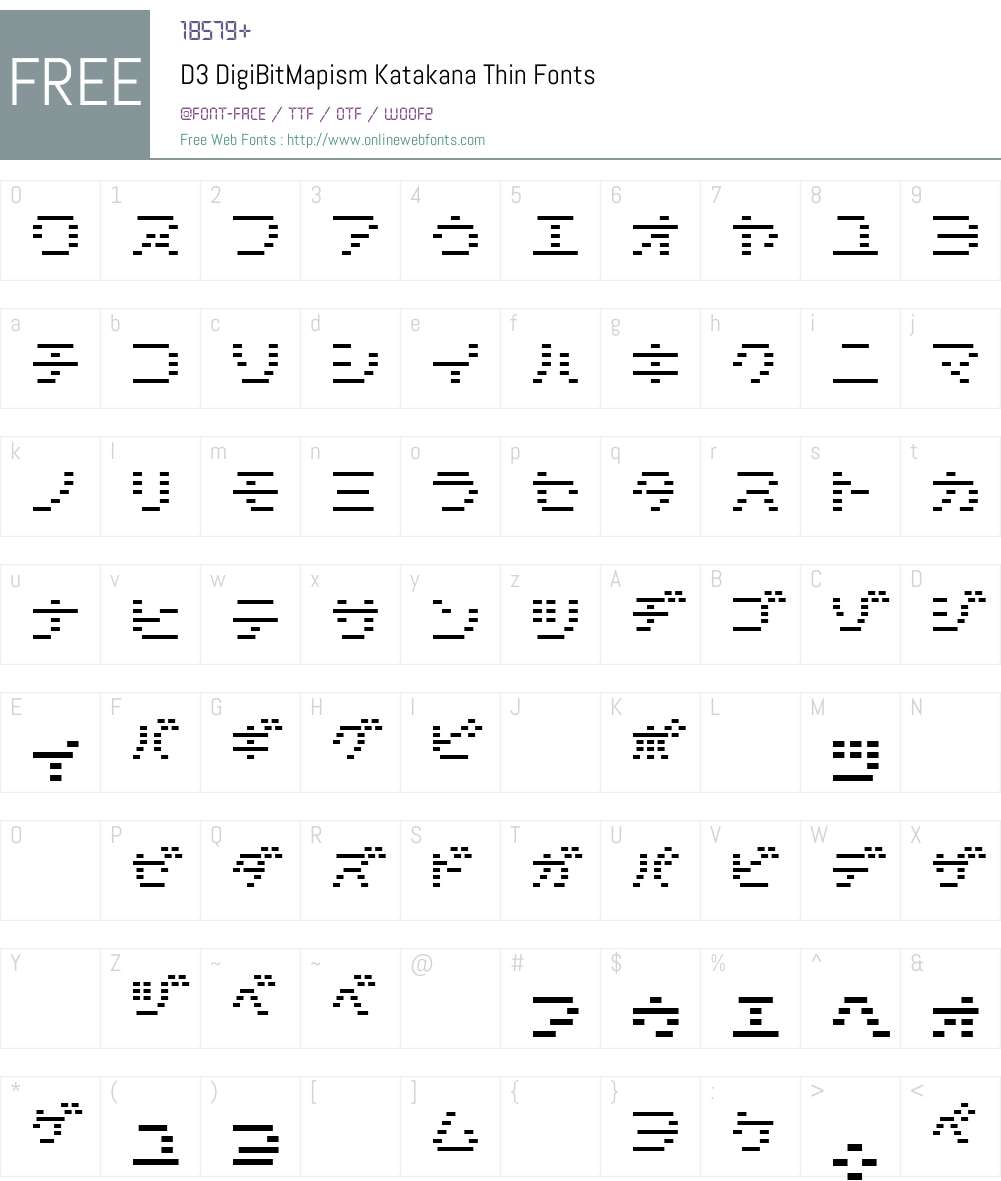 D3 DigiBitMapism Katakana Thin Font Screenshots