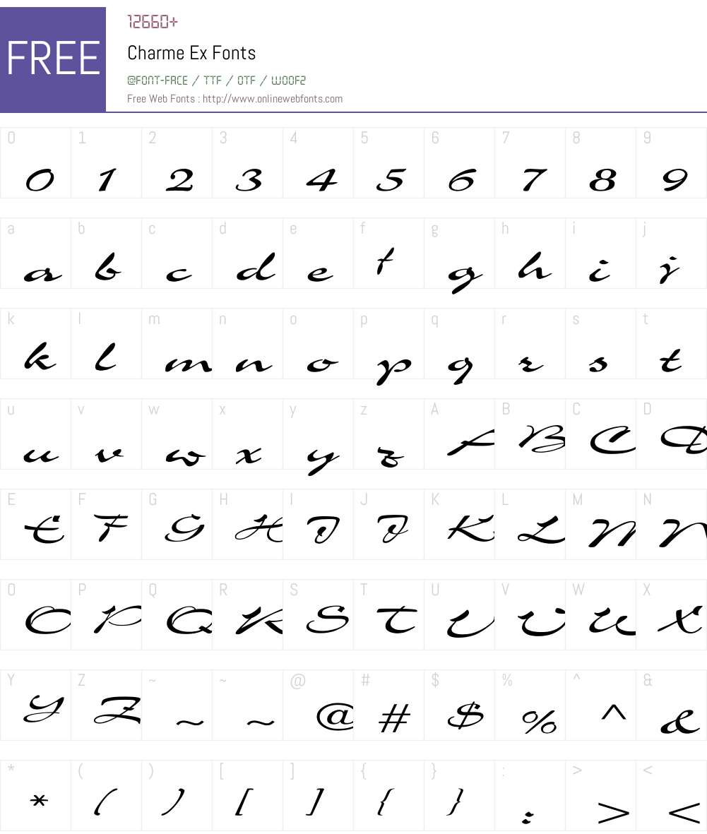 Charme Ex Font Screenshots