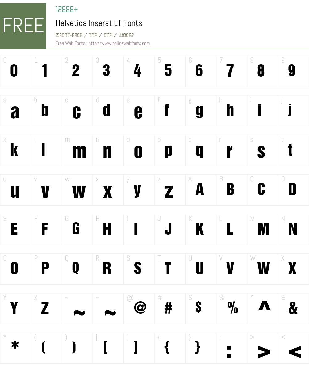 HelveticaInserat LT Font Screenshots