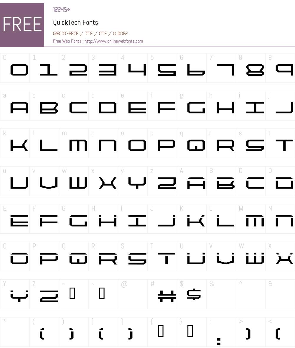 QuickTech Font Screenshots