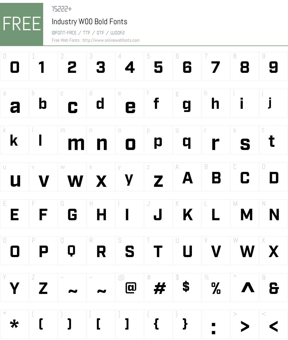 IndustryW00-Bold Font Screenshots