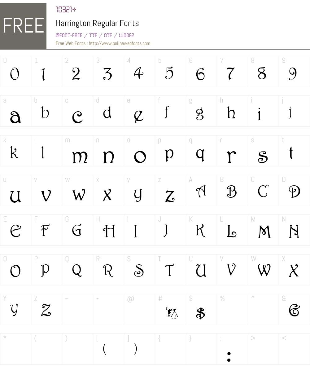 Harrington Font Screenshots