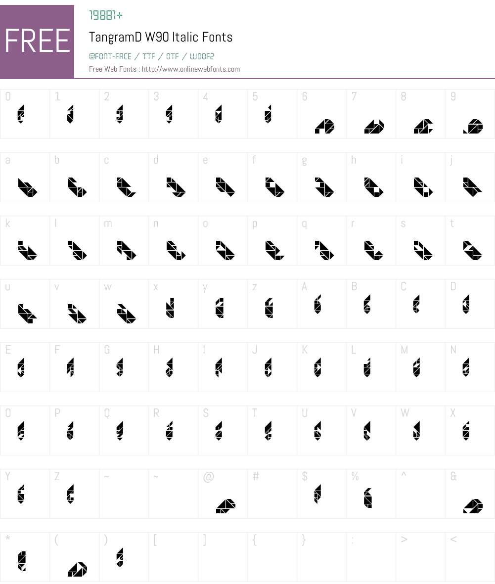 TangramDW90-Italic Font Screenshots