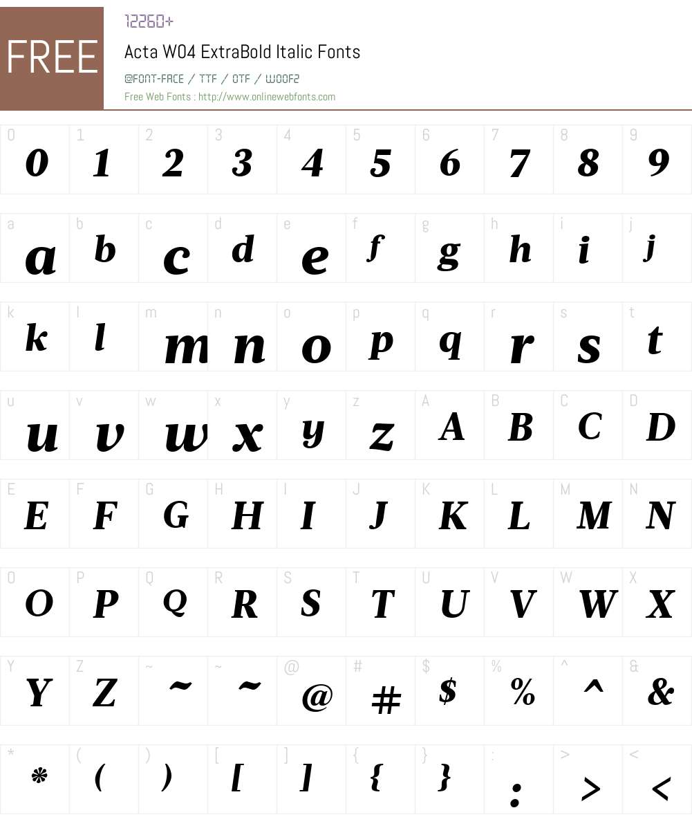 Acta Font Screenshots