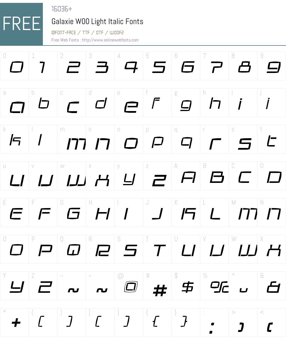 GalaxieW00-LightItalic Font Screenshots