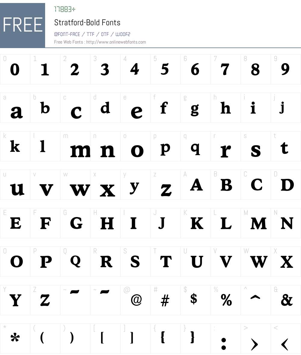 Stratford-Bold Font Screenshots