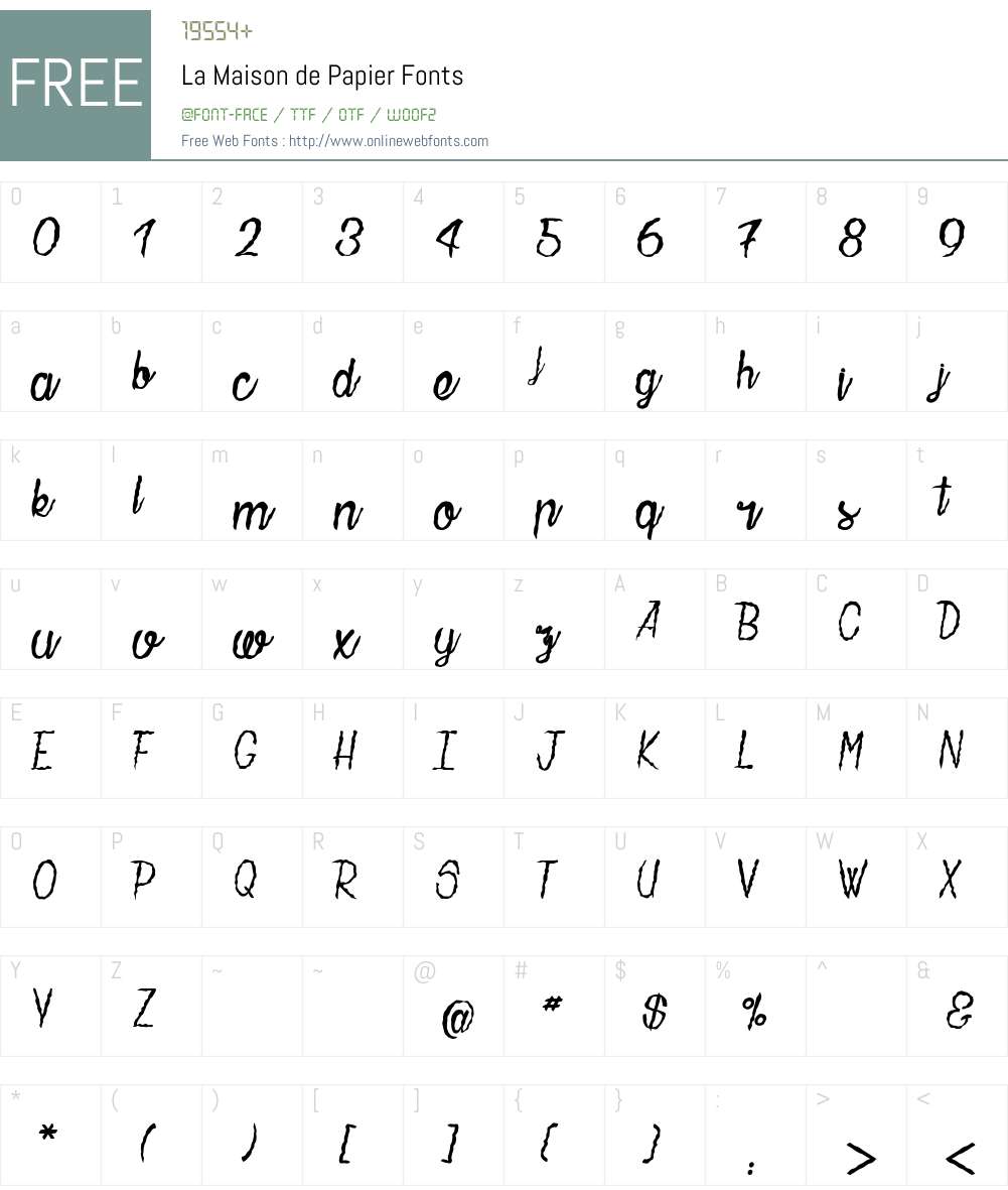 La Maison de Papier Font Screenshots