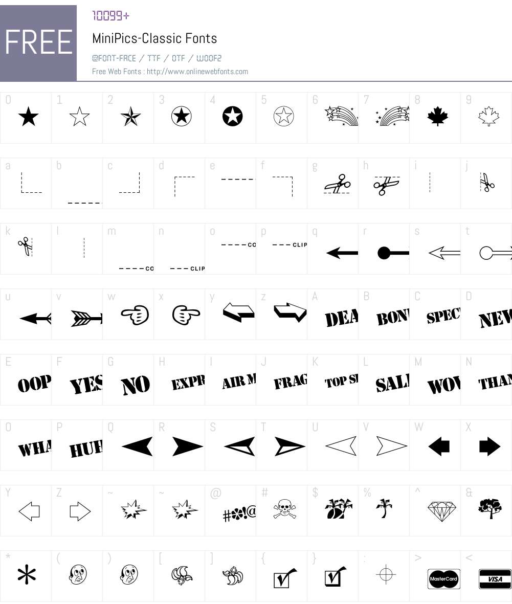 MiniPics Font Screenshots