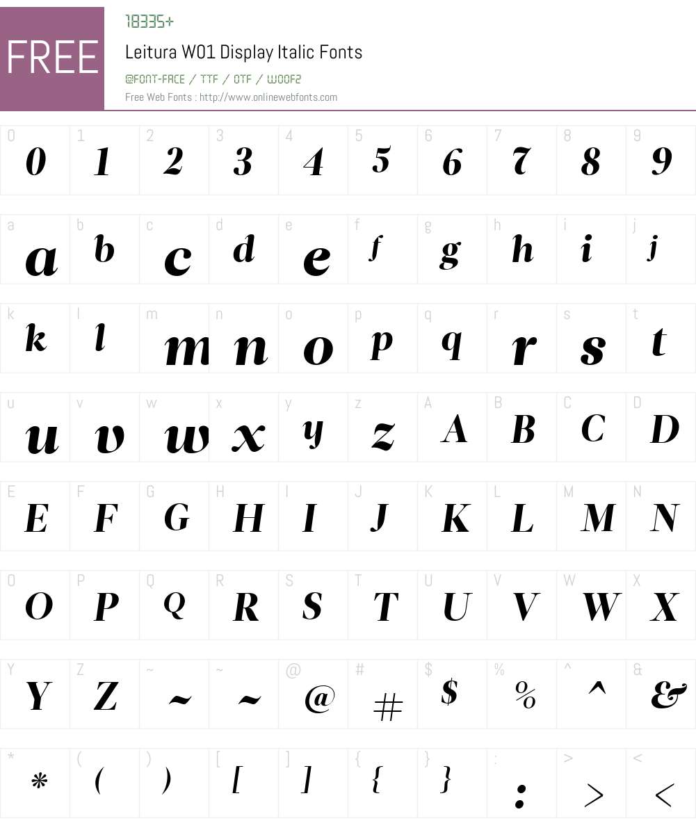 LeituraW01-DisplayItalic Font Screenshots