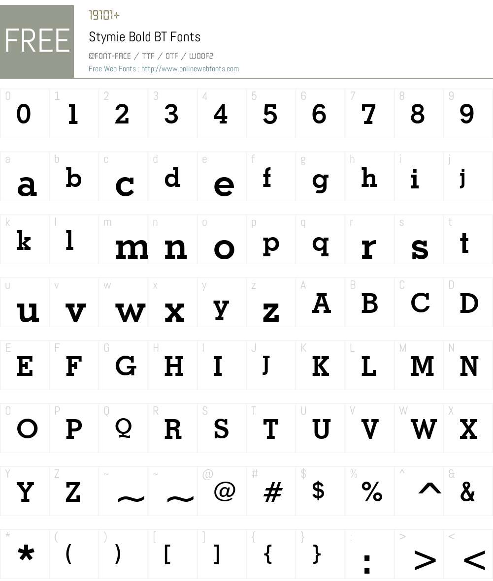 Stymie Font Screenshots