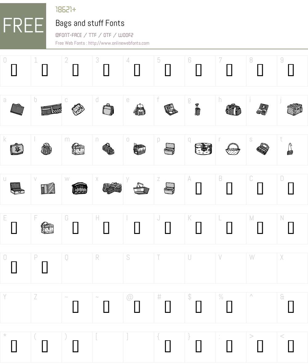 Bags and stuff Font Screenshots