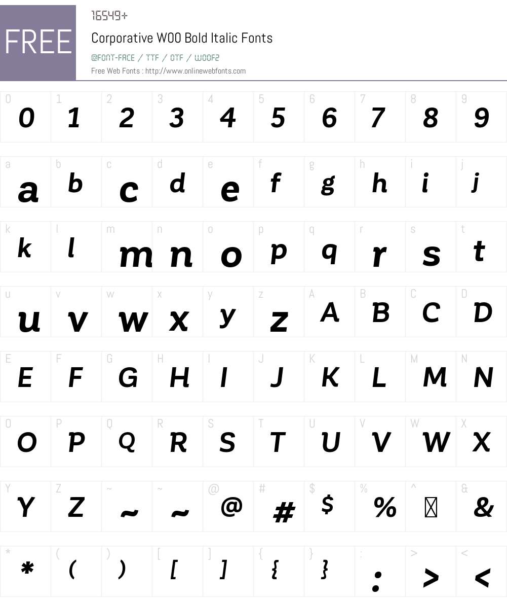 CorporativeW00-BoldItalic Font Screenshots