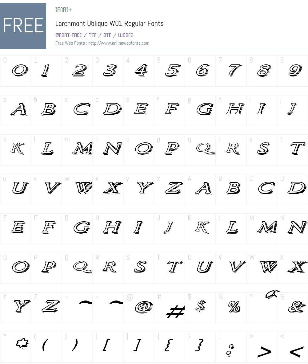 LarchmontObliqueW01-Regular Font Screenshots